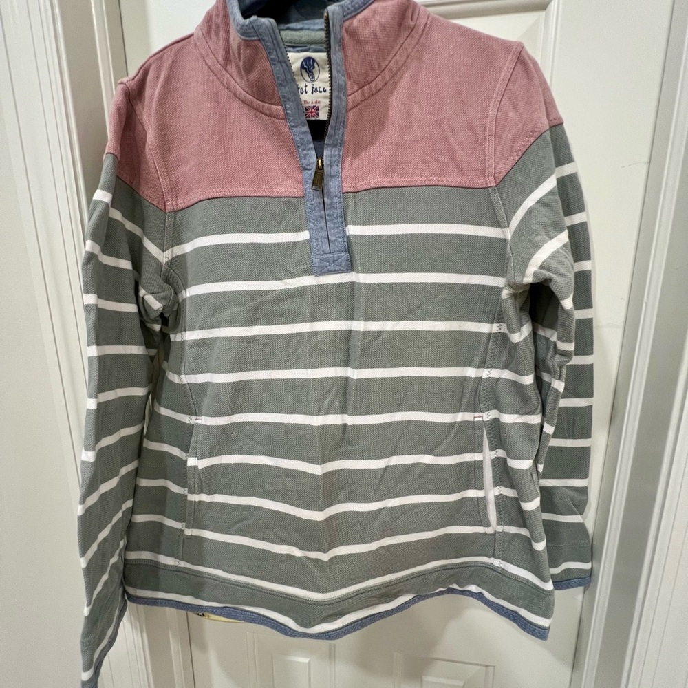 Fat Face Pink and Sage Striped Sweatshirt